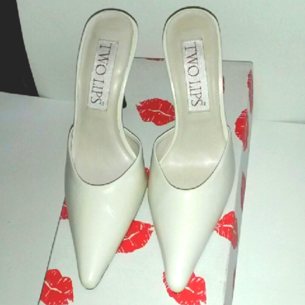 Two Lips Tavia-II Bone Stiletto Mules 8M